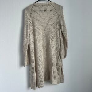 Love Ellie Medium Crochet Cardigan Open Front Cream White Flaw
